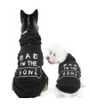 Dog Hoodies Bad The Bone Printed - Cold Protective Winter Coats Warm Puppy Pet Dog Clothes Black Color Small