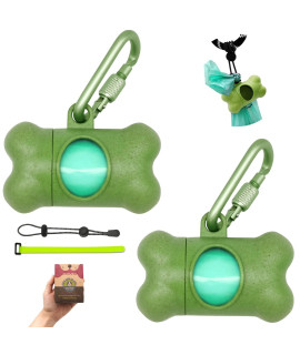 Dog Poop Pickup Bags Holder Dispenser with Standard-Sized Leak-Proof Scented Doggy Waste Bags and Carabiner with Safety Lock Plus Hook and Loop Fastener Never Loose on Leash Lead Again (Green, 1 Holder 20 Bags)