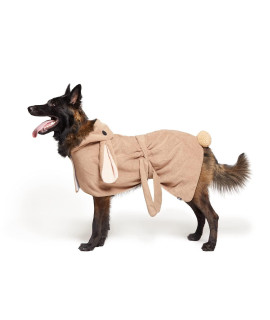 BarkBox Dog Bathrobe Towel - Lightweight, Super Cute Fast Drying Bathrobe for Dogs - Rabbit (Large)