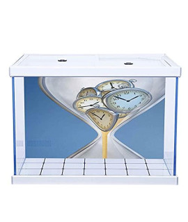 3D Paper Poster Aquarium Background clock Hourglass Time clocks with Sand Pattern for Home A Vintage Design Print Blue and Sand Brown 24 W x 12 H Fish Tank Decorative Easy Paste