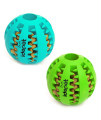 Idepet Dog Toy Ball, Nontoxic Bite Resistant Toy Ball for Pet Dogs Puppy Cat, Dog Pet Food Treat Feeder Chew Tooth Cleaning Ball Exercise Game IQ Training Ball (3.15 inch, Blue&Green)