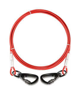 Dog Runner Tie Out cable for Dogs Up to 60-250 Pound, 10ft(3m) 15ft(45m) 20ft(6m) 25ft(75m) 40ft(12m) Dog Lead Line for Yard, camping, Park, Outside (Red, 15ft)