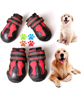 CovertSafe& Dog Boots for Dogs Non-Slip, Waterproof Dog Booties for Outdoor, Dog Shoes for Medium to Large Dogs 4Pcs with Rugged Sole Black-Red, Size 6: (2.9''x2.5'')(L*W) for 52-70 lbs