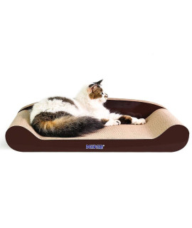 DEKU Premium Corrugated Cat Scratcher Cardboard,Recyclable Durable Sofa Scratch Board,Lounge Cat Scratcher Bed,Cat Scratching Pads,Lounger,Claw Safe,Interactive Play (Brown-L)