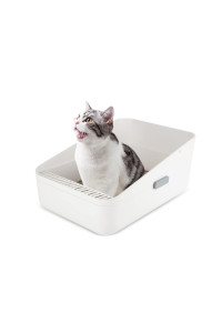 Sfozstra Open , Removable , Easy to Clean Semi-Closed Litter Box for Cats and Small Dogs (White Small)
