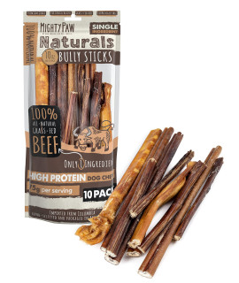 Mighty Paw Naturals Large Bully Sticks for Dogs, Protein Rich Dog Chews from Grass-Fed Beef | Thick Bully Sticks for Dental Health | Large and Small Dogs | Aggressive Chewers | 6 or 12 Inch Variety