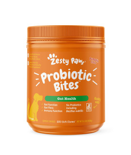 Zesty Paws Probiotic for Dogs - Probiotics for Gut Flora, Digestive Health, Occasional Diarrhea & Bowel Support - Clinically Studied DE111 - Dog Supplement Soft Chews for Pet Immune System - 250 Count