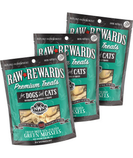 Northwest Naturals Raw Rewards Freeze-Dried Treats for Dogs and Cats - Green Lipped Mussles - Gluten-Free Pet Food, Cat Snacks, Dog Snacks - 2 Oz. - 3 Pack