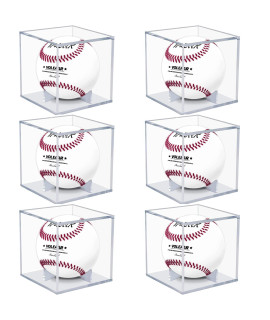 VOLEAAR Baseball Display case 6 Pack, UV Protected Acrylic Square Baseball Holder, clear cube Autograph Memorabilia Ball Display cases, Official Size Baseball Display Box