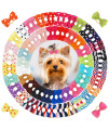 Yxiang 100PCS Dog Bows, Cute Dog Hair Bows Yorkie Puppy Bows with Rubber Band Pet Grooming Bows Colored Polka Dot Dog Hair Accessories for Small Dog - 50 Pairs