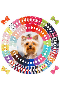 Yxiang 100PCS Dog Bows, Cute Dog Hair Bows Yorkie Puppy Bows with Rubber Band Pet Grooming Bows Colored Polka Dot Dog Hair Accessories for Small Dog - 50 Pairs