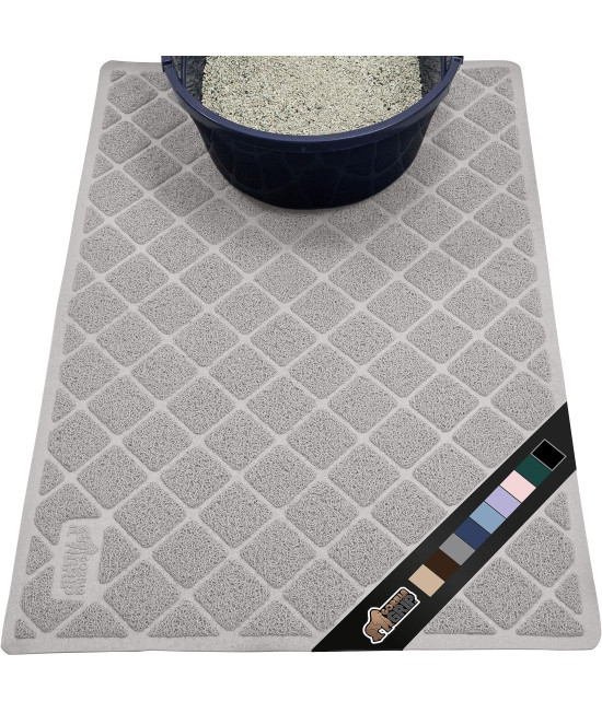 The Original Gorilla Grip 100% Waterproof Cat Litter Box Trapping Mat, Easy Clean, Textured Backing, Traps Mess for Cleaner Floors, Less Waste, Stays in Place for Cats, Soft on Paws, 40x28 Gray
