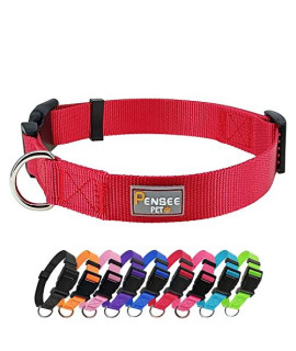 PENSEEPET Red Dog Collar Basic Adjustable Dog Collars for Puppy Small Medium Large Dogs Girls with Breathable Quick Release Nylon Pet Collar
