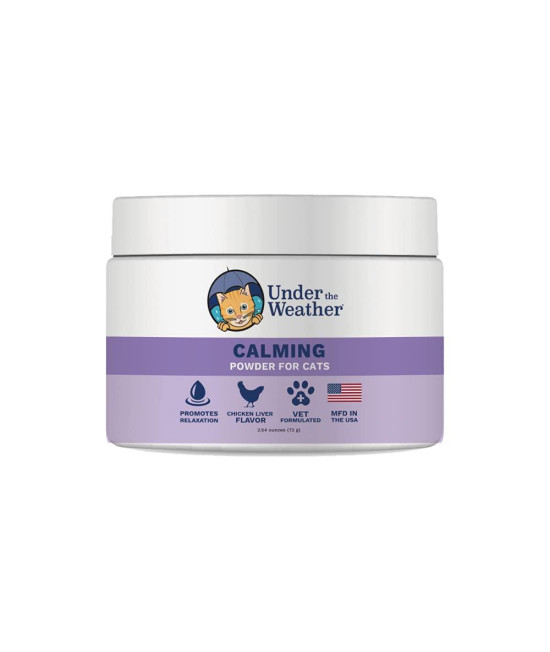 Under the Weather Pet Calming Powder for Cats | Natural Anxiety and Stress Relief Cat Supplement | Supports Relaxation & Normal Emotional Balance During Grooming, Travel & Thunderstorm - (2.54 Oz)