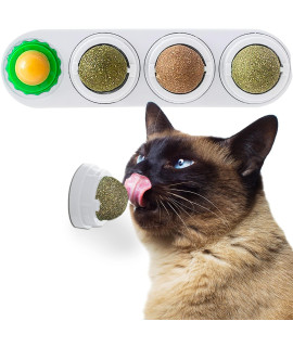 Backagin Catnip Wall Toys, Catnip Ball for Cats Wall, Kitty Toys for Cats Lick, Kitten Chew Toys, Teeth Cleaning Dental Cat Ball Toy, Cat Toy Interactive Ball, Catnip Cat Toys (White)