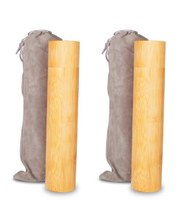 Set of 2 Small Bamboo Scattering Urn Tubes and Gray Velvet Bags for Spreading Human Male Female Pet Dog Cat Cremation Ashes