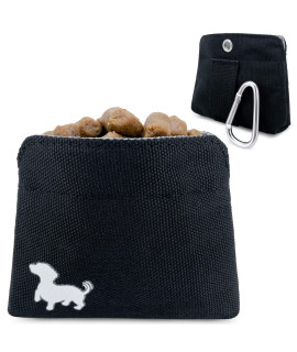 Swaggly Pocket Sized Dog Treat Pouch - Treat Pouches for Pet Training - Extra Small Dog Treat Pouch with Magnetic Closure - Dog Walking Accessories - Black with Gray Interior