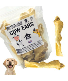 Dog Chits Cow Ears Dog and Puppy Treats - All Natural Grain and Chemical Free Training Chews - High Protein and Low Fat - Supports Dental Health - Made in The USA - 10 Count