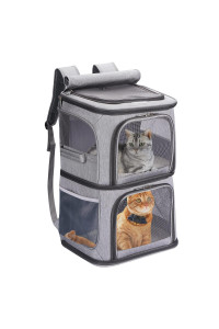 VOISTINO 2-in-1 Double Pet carrier Backpack for Small cats and Dogs, Portable Pet Travel carrier, Super Ventilated Design, Ideal for TravelingHikingcamping, Large Size
