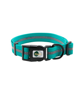 NIMBLE Dog Collar Waterproof Pet Collars Anti-Odor Durable Adjustable PVC & Polyester Soft with Reflective Cloth Stripe Basic Dog Collars S/M/L Sizes (Large (15.35?24.8?nches), Emerald Green)