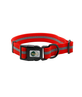 NIMBLE Dog Collar Waterproof Pet Collars Anti-Odor Durable Adjustable PVC & Polyester Soft with Reflective Cloth Stripe Basic Dog Collars S/M/L Sizes (Large (15.35?24.8?nches), Candy Red)