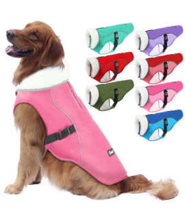 EMUST Winter Dog Jacket, Windproof Dog Apparel for Cold Weather, Reflective Winter Coats for Dogs, Warm Puppy Jacket for Cold Winter, Pink, S