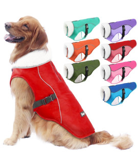EMUST Winter Dog Jacket, Windproof Dog Apparel for Cold Weather, Reflective Winter Coats for Dogs, Warm Puppy Jacket for Cold Winter, Red S