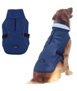 EMUST Winter Dog Jacket, Windproof Dog Apparel for cold Weather, Reflective Winter coats for Dogs, Warm Puppy Jacket for cold Winter, Blue S