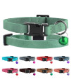 XinNuoShangMao Breakaway Cat Collar Leather Soft Adjustable Pet Kitten Collars with Bell Pink Brown Blue Green Red (Green) (Green) (Green)