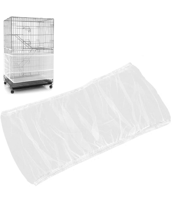 BSBMIEQM Universal Bird Cage Seed Catcher,Seed Catcher Guard Net Cover,Parrot Nylon Mesh Net Cover,Soft Airy Cage Net Stretchy Skirt for Round Square Cages (Circumference 74 inch to 118 inch,White)
