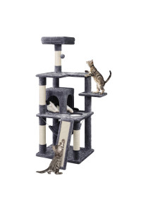 Yaheetech 60.5in Multi-Level Cat Tree Tower for Indoor Cats Cat House with Scratching Board Posts, Condo, Hammock, Soft Perch Cat Activity Center Cat Furniture for Large Cats