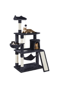 Yaheetech 63.5in Multi-Level Cat Tree Tower Condo with Scratching Posts, Platform & Hammock, Cat Activity Center Play Furniture for Kittens, Cats & Pets