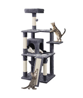 Yaheetech 60.5in Multi-Level Cat Tree Tower for Indoor Cats Cat House with Scratching Board Posts, Condo, Hammock, Soft Perch Cat Activity Center Furniture for Large Cats