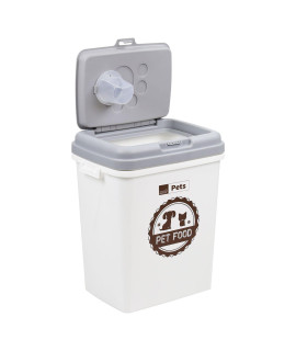 Taylor & Brown 40L15Kg White Airtight Pet Food Storage container Flip Top Locking System With Integrated Scoop Plastic Birds Pet Dog cat Animal Dry Food Dispenser Bin