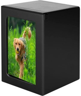 NEWDREAM: Pet Crmation Box,pet Urns, Box for Dog Ashes,Pet Ashes Photo Box,Ash Box for Dogs,Wood Keepsake Memorial Urns (Black ML)