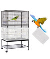 Daoeny Large Bird Cage Cover, Bird Cage Seed Catcher, Adjustable Soft Nylon Mesh Net with Twinkle Moon Star, Birdcage Cover Skirt Seed Guard for Parrot Parakeet Macaw Round Square Cages (White)