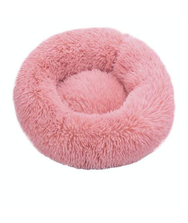 Round Cat Beds House Soft Long Plush Best Pet Dog Bed for Dogs Basket Pet Products Cushion Cat Bed Cat Mat Animals Sleeping Sofa-Pink,60cm