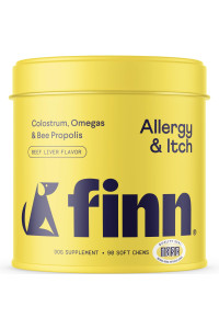 Finn Allergy & Itch Supplement for Dogs Supports Seasonal Allergies & Immune Response Wild Alaskan Salmon Oil, Bee Propolis & Probiotics 90 Soft Chews