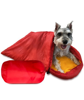Vegapop Red Dog Sleeping Bag for Medium Dogs with Storage Bag- Portable Warm Waterproof Blanket Or Cushion for Pets- Perfect for Camping, Beach Days, Backpacking, Traveling, Or Indoors and Outdoors