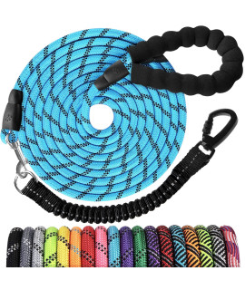 Long Dog Leash 10 FT: Heavy Duty Rope Leashes for Dogs Training with Swivel Lockable Hook Reflective Threads Bungee and Padded Handle - Dog Lead for Large Small Medium Dogs Outside Walking Hiking blue