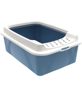 Rotho MyPet Eco Bonnie Cat Litter Tray with Top Entrance, Plastic (PP Recycled), Blue/White, M, 57.2 x 39.3 x 20.9 cm