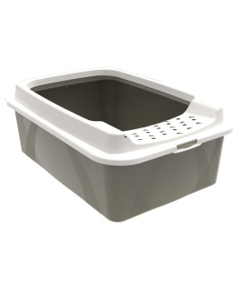 Rotho MyPet Eco Bonnie Cat Litter Tray with Top Entrance, Plastic (PP Recycled), Beige/White, M, 57.2 x 39.3 x 20.9 cm