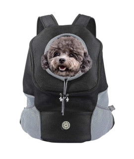 Dog Backpack, Puppy Backpack, Pet Carrier Backpack Small Dog Backpack Carrier Pet Travel Carrier Dog Front Carrier with Breathable Head Out Design and Padded Shoulder for Hiking Outdoor Travel(M)