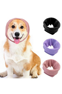 Treonca Quiet Ears for Dogs 3Pack Dog Snoods Ear Covers for Noise (Black+Pink+Purple) (Small)