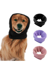 Treonca Quiet Ears for Dogs 3Pack Dog Snoods Ear Covers for Noise (Black+Pink+Purple) (Medium)