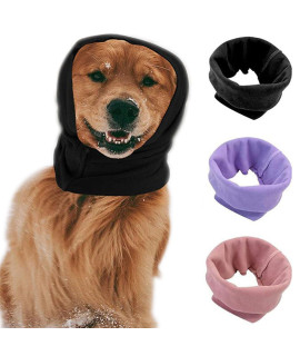 Treonca Quiet Ears for Dogs 3Pack Dog Snoods Ear Covers for Noise (Black+Pink+Purple) (Medium)