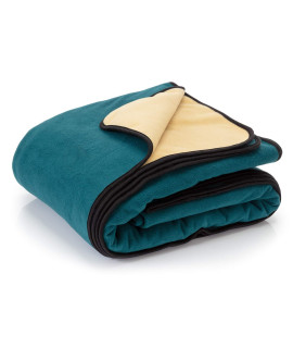 Waterproof Blanket Cover 60x80 for People, Dogs, Cats or Any Pets - 100% Waterproof Furniture or Mattress Protector (Navy Teal/Butter Pecan)