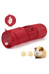 Pawaboo Small Animal Fun Tunnel, Collapsible Hamsters Play Tube Tunnel, Pet Interactive Toy with 3 Pack Play Balls and one Bell for Hiding Training Chinchillas, Guinea Pigs, Gerbils, Hamsters, Bunny