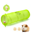Pawaboo Small Animal Fun Tunnel, collapsible Hamsters Play Tube Tunnel, Pet Interactive Toy with 3 Pack Play Balls and one Bell for Hiding Training chinchillas, guinea Pigs, gerbils, Hamsters, Bunny