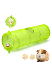 Pawaboo Small Animal Fun Tunnel, collapsible Hamsters Play Tube Tunnel, Pet Interactive Toy with 3 Pack Play Balls and one Bell for Hiding Training chinchillas, guinea Pigs, gerbils, Hamsters, Bunny